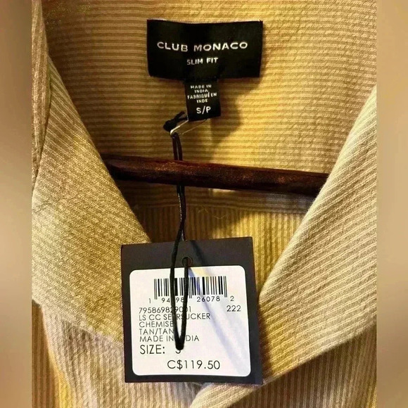 Mens Club Monaco Seersucker Cotton LS Button Down Shirt - Picture 3 of 6